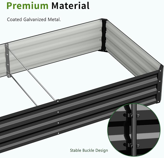 DoCred 3 in 1 Raised Garden Bed with 87in Tall Arch Trellis for Climbing Plants, Galvanized Planter Garden Box Outdoor for Gardening, Climbing Vegetables, Flower, Black