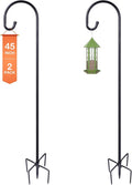 Ottsuls Bird Feeder Pole, 45 INCH Heavy Duty Shepherds Hooks for Outdoor with 5 Prong Base, Adjustable Stand Hanger for Garden Plant, Hummingbird Feeder, Lantern, Hanging Wedding Decor (2 Pack)
