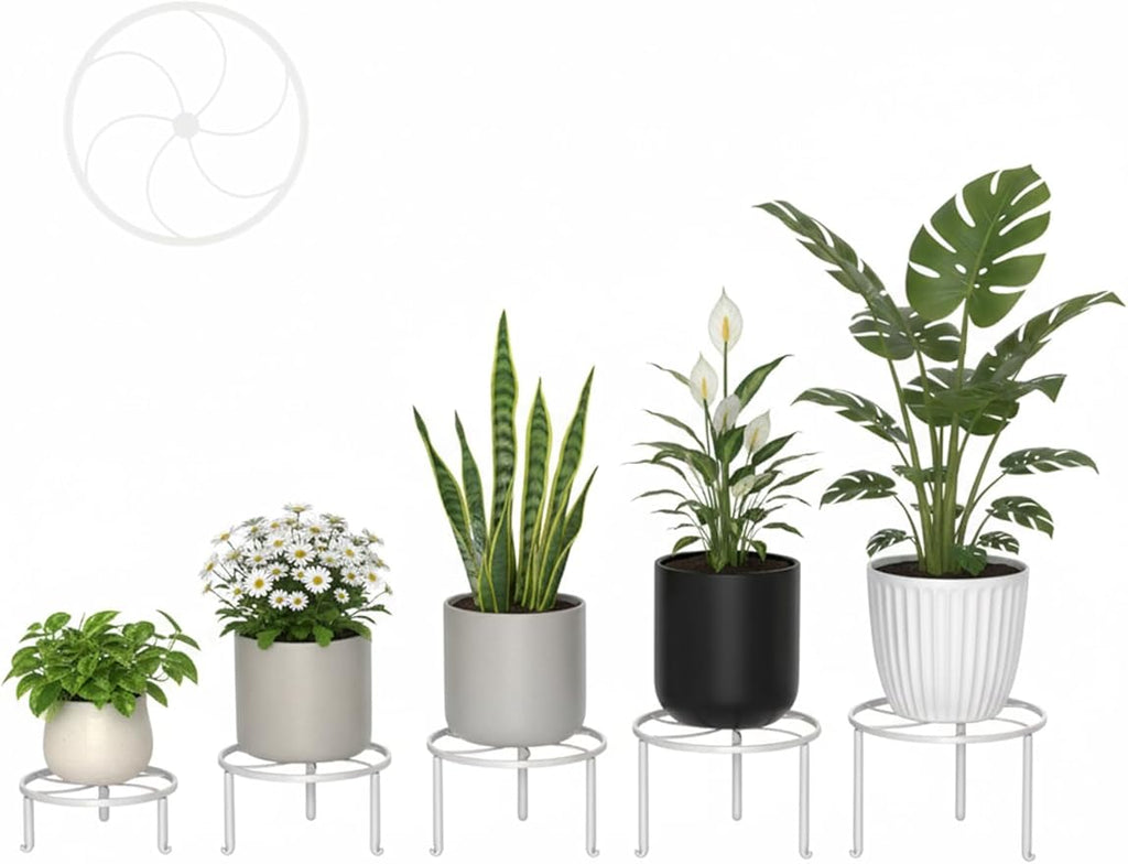 5 Pack Metal Plant Stand Indoor Outdoor Low Corner Plant Stand Heavy Duty Rustproof Iron Round Supports Rack for Planter Flower Pot Rack Display Shelf