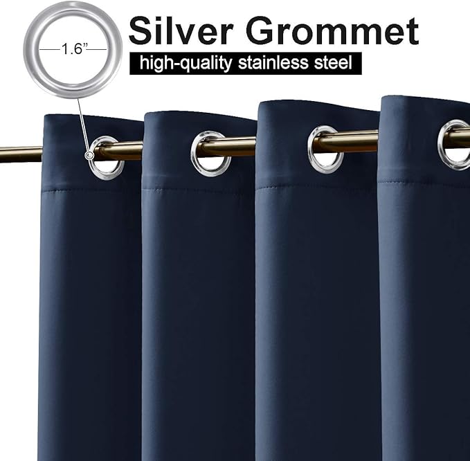 NICETOWN Weighted Blackout Outdoor Curtain for Patio Waterproof, Rustproof Grommet Top and Bottom Public Divider Windproof Thermal Insulated Drape for Porch, Navy Blue, 1 Panel, W100 x L108