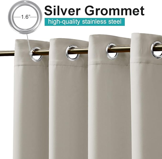 NICETOWN Outdoor Curtain for Patio Waterproof Extra Wide 84 inch, Sun Blocking Vertical Blinds Thermal Insulated Stainless Grommet for Front Porch/Gazebo/Lanai, Natural, 1 Piece, 84 inch L