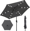 Best Choice Products 7.5ft Outdoor Solar Market Table Patio Umbrella for Deck, Pool w/Tilt, Crank, LED Lights - Gray
