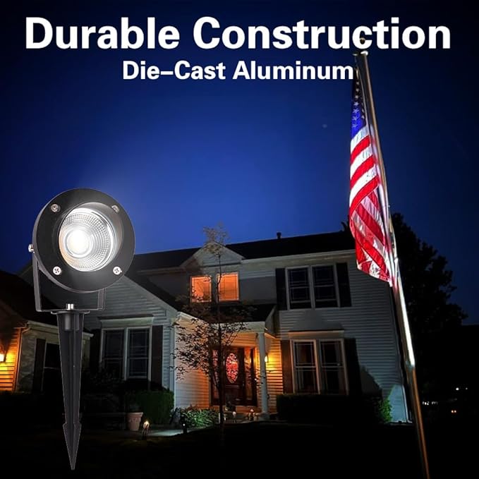 EAGLOD 20W Led 12V AC/DC Flag Spotlights Outdoor Landscape Lights,Low Voltage Landscape Lighting,IP65 Waterproof Flag Lights for Yard Wall Mounted Light 5000K Daylight Lawn Decorative 4Pack