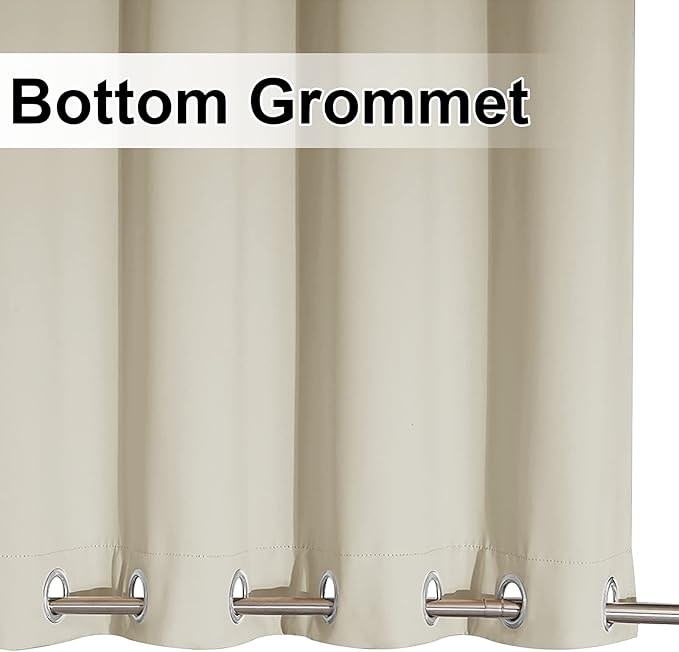 NICETOWN 2 Panels Weighted Blackout Curtains Waterproof & Windproof, Thermal Insulated Room Darkening Top & Bottom Grommet Fixed Drapes Keep Privacy for Cabana/Porch, Beige, W52 x L84
