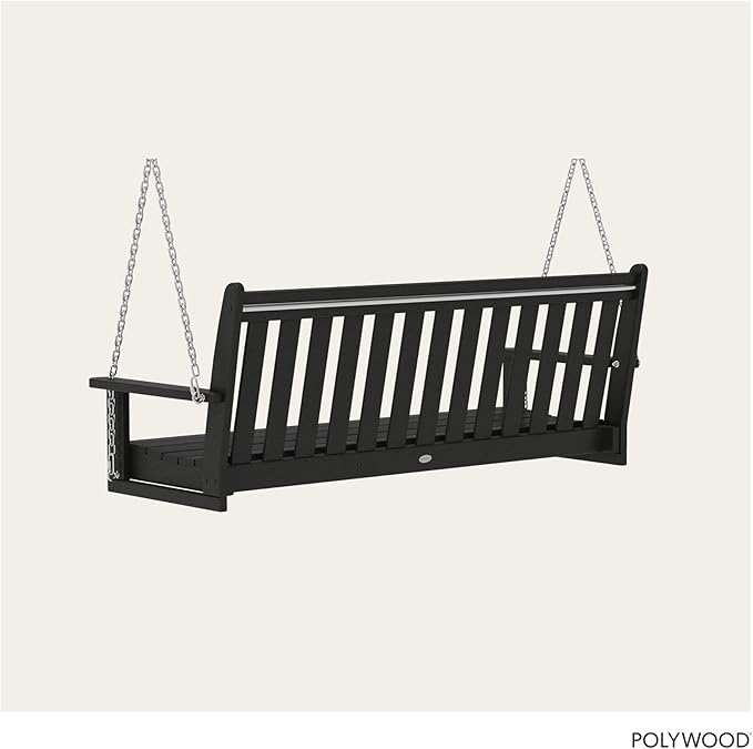 POLYWOOD GNS60BL Vineyard 60" Outdoor Swing, Black