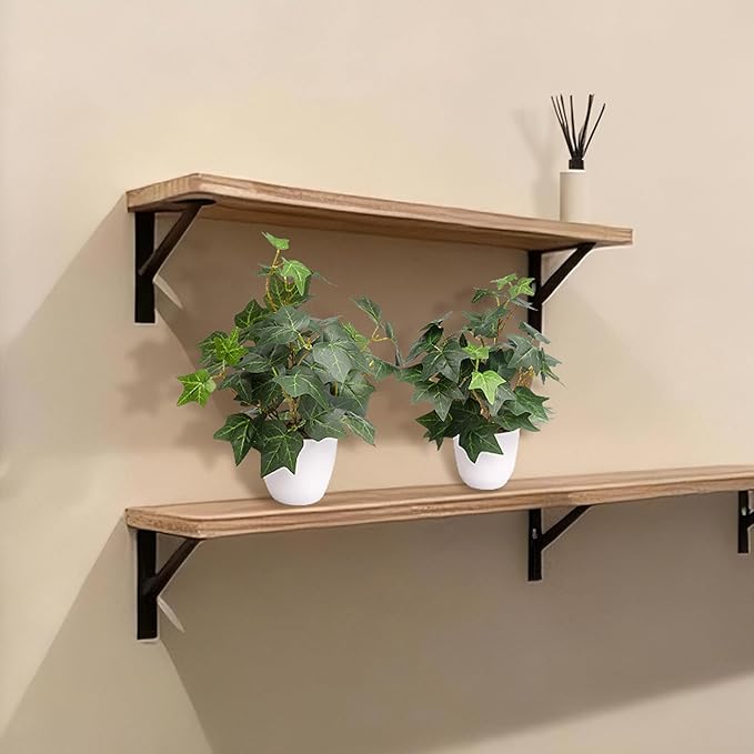 alyptus Fake English Ivy Plants in Pots Set of 2 – Realistic Artificial Ivy Greenery for Home Decor, Tabletop, Office, Shelf, Balcony or Bathroom - Green with White Pots