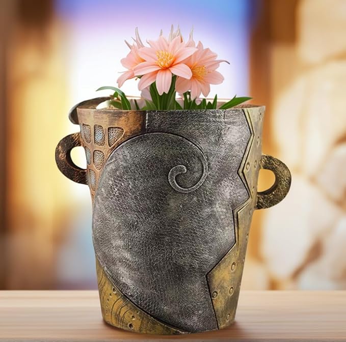 Picasso Abstract Face Flower Pot,Unique Resin Crafted Planter with Drainage Holes,Interesting Colorful Planter with Human face,for Indoor and Outdoor Botanical Home décor (Retro)
