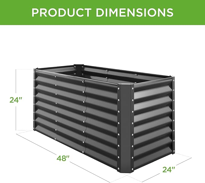 Best Choice Products 4x2x2ft Outdoor Metal Raised Garden Bed, Deep Root Box Planter for Vegetables, Flowers, Herbs, 119 Gallon Capacity, 100% Non Toxic Materials - Gray