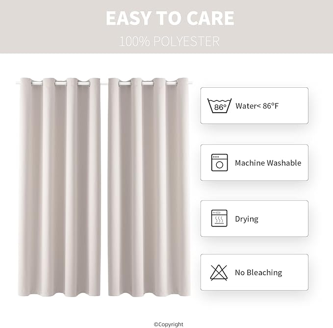 Outdoor Indoor Curtains W52 x L108 for Patio - Weather-resistant Window Panels Privacy Protect Grommet Top Thermal Insulated Home Curtain for Porch Pergola Lawn Garden Hot Tub Area (2 Panels)