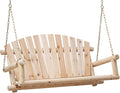 Wooden Porch Swing Outdoor Bench Swing Chair 2-Seater W/Hanging Chains for Patio Garden Backyard, Heavy Duty 800 LBS, 4 Ft, Unfinished