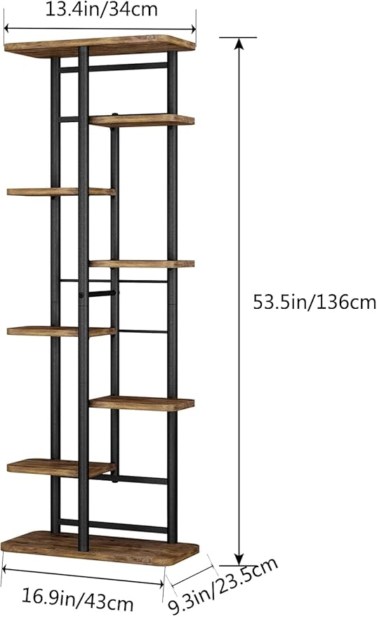 LINZINAR Plant Stand 8 Tier 9 Potted Multiple Flower Pot Holder Shelf Indoor Outdoor Planter Rack Storage Organizer for Patio Garden Corner Balcony Living Room (Black, 8 Tier)