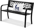 VEVOR Outdoor Bench, 46" Iron Steel Frame Garden Park Bench with Mesh Pattern and Plastic Backrest Armrests, Patio Bench for Garden, Park, Yard, Front Porch
