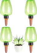 4 Pcs Plant Watering Globes Self Watering Planter Insert Plants Top Fill Water Device Plastic Water Bulbs Slow Release Terracotta for Plants, Green