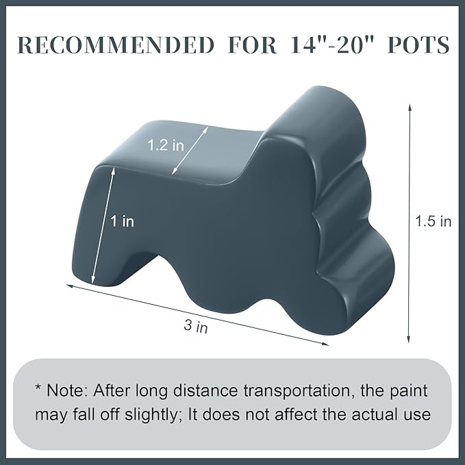 Kigeli 6 Pcs Resin Garden Pot Feet for Outdoor Planters 3 Inch Long 1.5 Inch Tall Flower Handmade Elevator Plant Feet Frost Proof Lifter for 14-20 in Pot(Blue Gray)