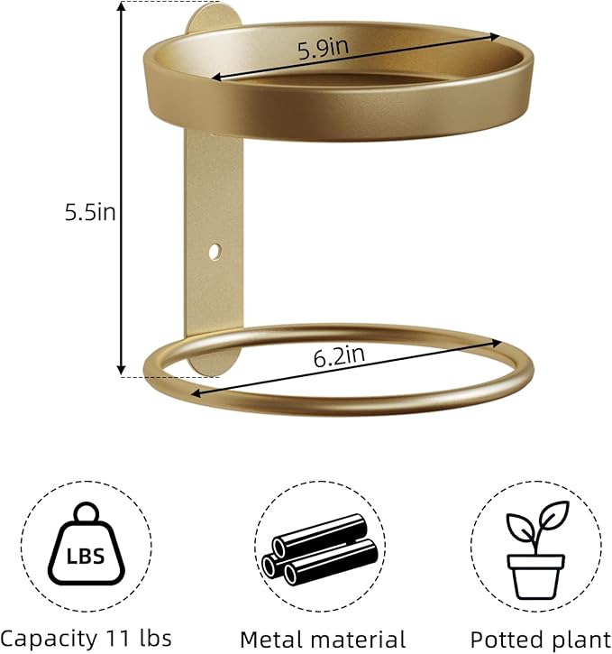 Metal Wall Planters Mid Century Modern Floating Shelves for Indoor Hanging Plants, Space-Saving Vertical Garden for Home & Office 3 Pack Gold
