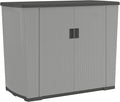 Suncast 130-Gallon Backyard Oasis Basic Unit Lockable Outdoor Storage Cabinet, Peppercorn, Made in the USA