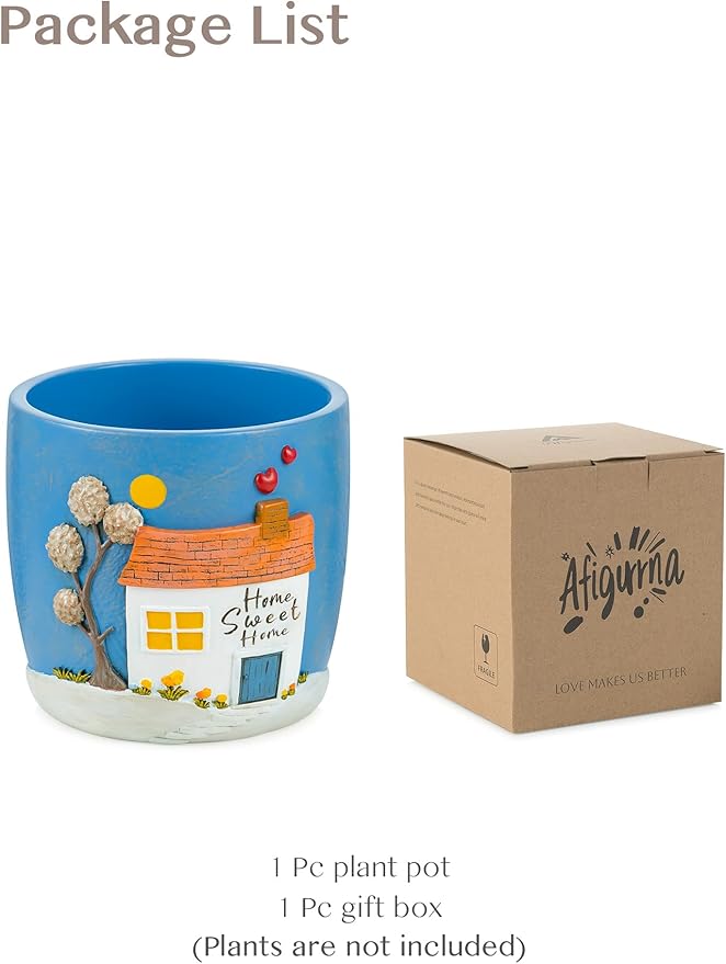 New Home Gift Ideas: New Home Apartment Plant Gift for Plant Lover - 5.3in Hand-Painted 3D Art Planter - Gardening House Warming Present for Christmas