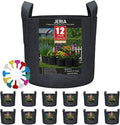 JERIA 12-Pack 7 Gallon Grow Bags, 300G Thickened Nonwoven Garden Pots,Heavy Duty Fabric Pots with Reinforced Handles