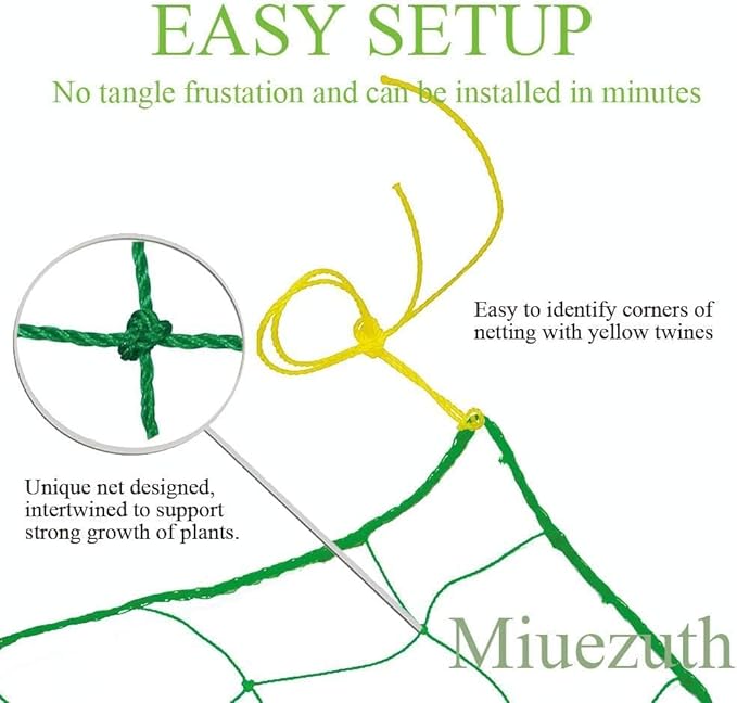 Trellis Netting for Climbing Plants - Heavy Duty Garden Trellis Netting for Cucumber, Vine, Fruits & Vegetables Tomato Plants Trellis Net, Climbing Vining Plants (2-Pack 24.6' x 6.6'Ft)