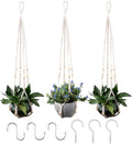 RIFNY Macrame Plant Hanger for 5 to 10 Inch Plant Pots, 35 Inch Indoor Handmade Woven Rope Hanger Kits with Hooks and Wood Beads, Hanging Planter Basket Holder for Boho Home Decor (White, 3 Pack)