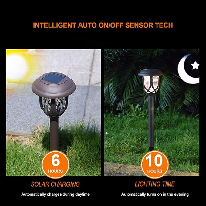 EXCMARK 10 Pack Solar Lights Outdoor Decorative Garden Yard Lights for Pathway Walkway Sidewalk Driveway. (Brown, Warm White)