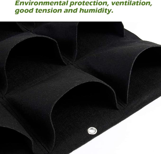 Hanging Planting Grow Bags, 49 Pockets Hanging Vertical Wall Planter Wall Mounted Grow Bag Outdoor Indoor Gardening Vertical Greening Flower Container, Planting Bags Storage Bags(1.0 m × 1.0 m, Black)