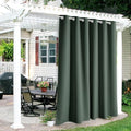RYB HOME Outdoor Curtains for Patio Waterproof Block Sunlight Thermal Insulated Privacy Assured Thick Outside Curtains for Porch, Gazebo, Pergola, W84 x L84, Dark Green, 1 Panel