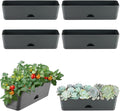 6 Pack Rectangle Planter 16x4.4 Inch Window Boxes Planters Rectangular Large Window Sill Planters Indoor Self Watering Plant Pots with Drainage Holes and Saucers Succulent Herb Flower Pots, Dark Grey