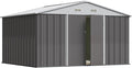 Greesum 10×8FT Outdoor Storage Shed, Metal Patio Storaged Sheds with Lockable Doors, Sheds & Outdoor Storage for Patio, Backyard, Pool and Garden, Gray