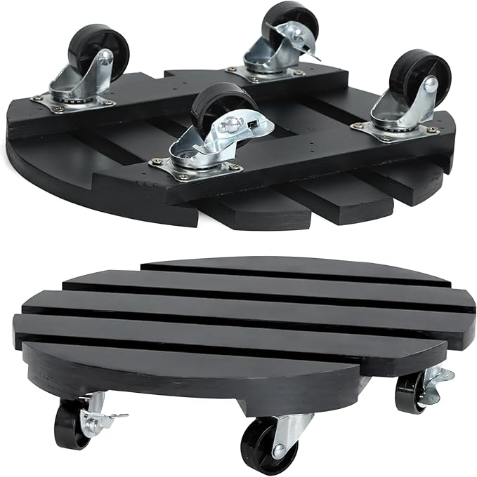 2 Pack Plant Stand with Wheels, Plant Caddies with 360° Lockable Smooth Sliding Wheels Durable Sturdy, Outdoor/Indoor Heavy Duty Rolling Plant Stand for Plant Pot,Flower Pot (11" Black)