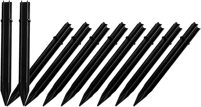 10 Pack Candy Cane Solar Light Stakes Replacement (Fit for Pole Inner Diameter 0.6 inch), ABS Reinforced Ground Spikes for Outdoor Christmas Landscape Light Pathway Walkway Garden Deco