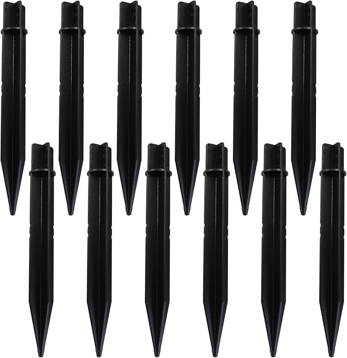 12 Pack 8.3 Inch ABS Ground Spikes - Replacement Stakes for Solar Lights - Fit for Pole Inside Diameter 0.83 Inch - Plastic Ground Stakes for Garden Light Pathway