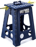Delxo Folding Step Stool 17.5 Inch,Heavy Duty Step Stools for Adults,Non Slip Folding Stool with Handle,Premium Portable Foldable Step Stool for Kitchen Bathroom Bedroom Up to 400LBS,(Royal Blue,1PC)