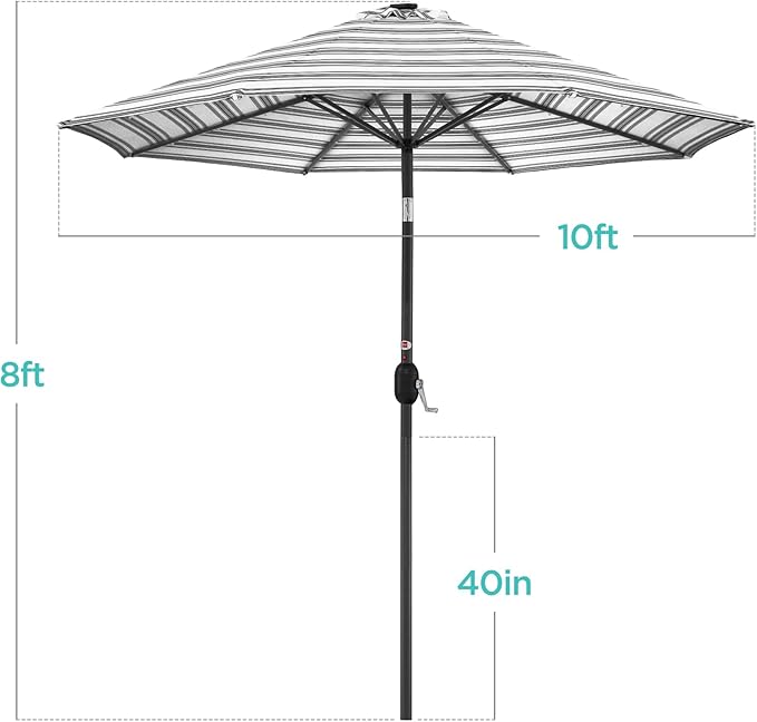 Best Choice Products 10ft Solar Polyester LED Lighted Patio Umbrella w/Tilt Adjustment and UV-Resistant Fabric