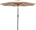 Sunnydaze Outdoor Patio Umbrella - Polyester Table Market Umbrella with Push-Button Tilt and Crank - 8 Sturdy Ribs - Beige - 9ft