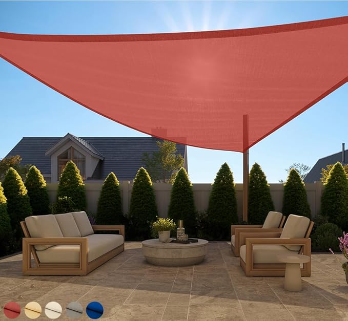 GORILLA GRIP Heavy Duty Sun Shade, UV Protection Fade Tear and Rust Resistant Rectangle Sunshade Canopy, Curved Edges Blocks Sunlight, Breathable Sail, Outdoor Patio, Lawn Garden, 16x16x16, Terra