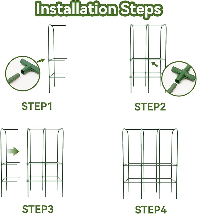 65" Tall Cucumber Trellis for Raised Bed, Garden Trellis for Climbing Plants Outdoor, U-Shape Metal Arch Vegetables Trellis Plant Support for Zucchini Squash Vines