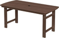 Outdoor Rectangle Dining Table, Heavy-Duty HDPE Table for 6, Weatherproof Patio Table with Umbrella Hole, Rounded Corners for Safety, Brown