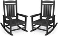 KINGYES Oversized HDPE Outdoor Rocking Chair Set of 2, Widened Seat Patio Rocking Chair, All Weather Patio Rocker, Black