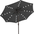 JEAREY 9FT Outdoor Patio Umbrella with Solar Lights, LED Lighted Pool Umbrella with Tilt and Crank, Outdoor Table Umbrellas for Deck, Yard & Market (Dark Gray)