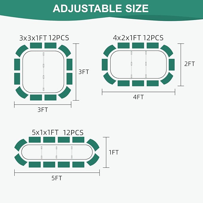 3 in 1 Galvanized Raised Garden Bed - 4x2x1ft Modular Garden Planter Bed Outdoor | Steel Raised Bed Kit with Bracing Rods, Gloves for Gardening Vegetables Fruits and Flowers (Green)