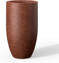 Kante 24 Inch Tall Round Concrete Planter, Large Indoor Outdoor Plant Pots with Drainage Hole and Rubber Plug, Modern Decorative Garden Pots for Home Patio Porch, Rusty