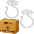 RTZEN Plant Hangers Indoor or Outdoor - Wrought Iron Metal Hanger Indoor Hook - Heavy Duty Wall Bracket Hooks for Hanging Plants Baskets Lanterns Wind Chimes - 2 Pack (Large White Ceiling Hooks)