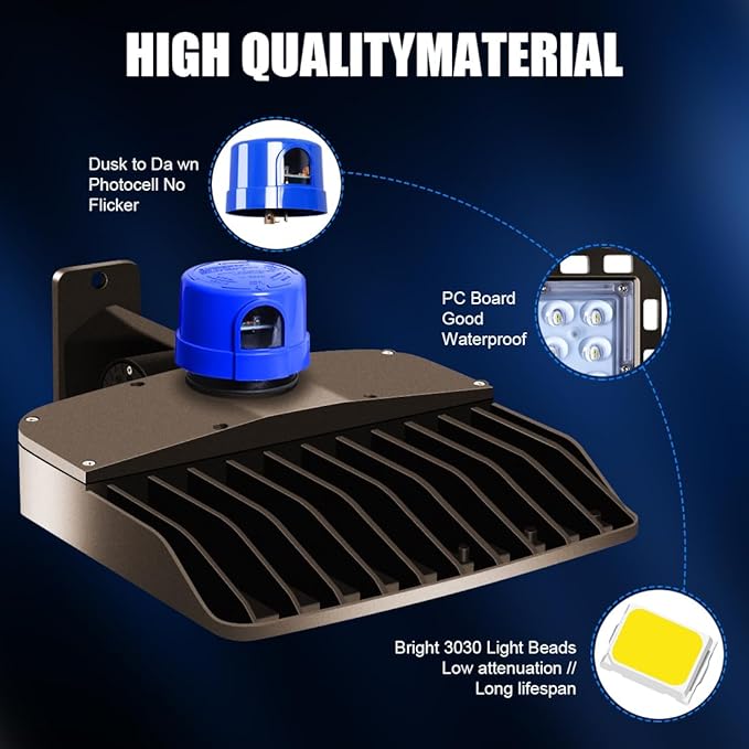 Juyace 3 Pack 150W LED Parking Lot Light Dusk to Dawn, 21000LM Super Bright Shoe Box Street Lights, IP65 Waterproof Commercial Area Flood Lighting for Yard Barn Wall Mount, 110-277V, 5000K Daylight
