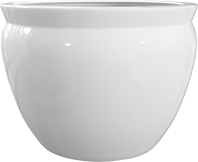 Red Lantern Large 22" White Porcelain Fishbowl Planter