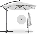 Best Choice Products 10ft Solar LED Offset Cantilever Hanging Market Patio Umbrella, 8 Sturdy Ribs, Easy Adjustment - Fog Gray