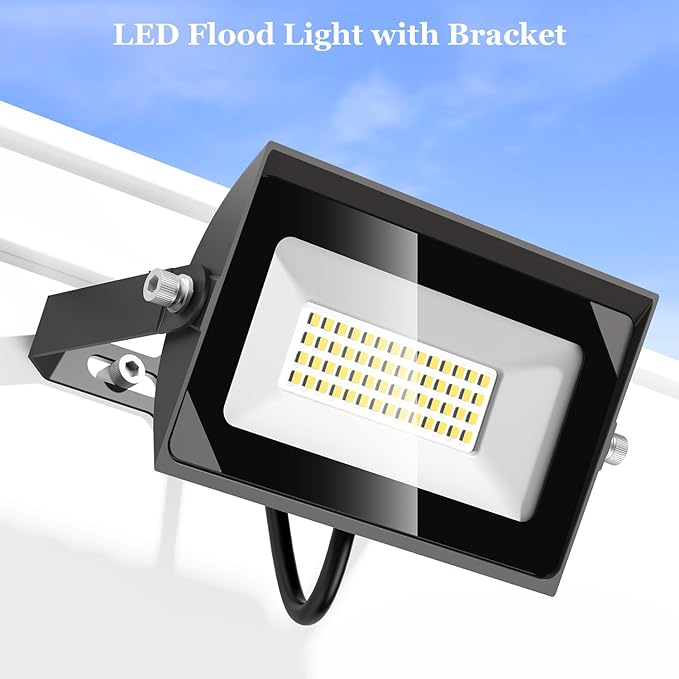 dephen 30W LED Flood Lights Outdoor with Bracket Mount, 3450Lumen 120V Security Lighting, 5000K IP65 Waterproof Wall Pack Floodlight for Garden Yard Patio Porch (UL-Listed)