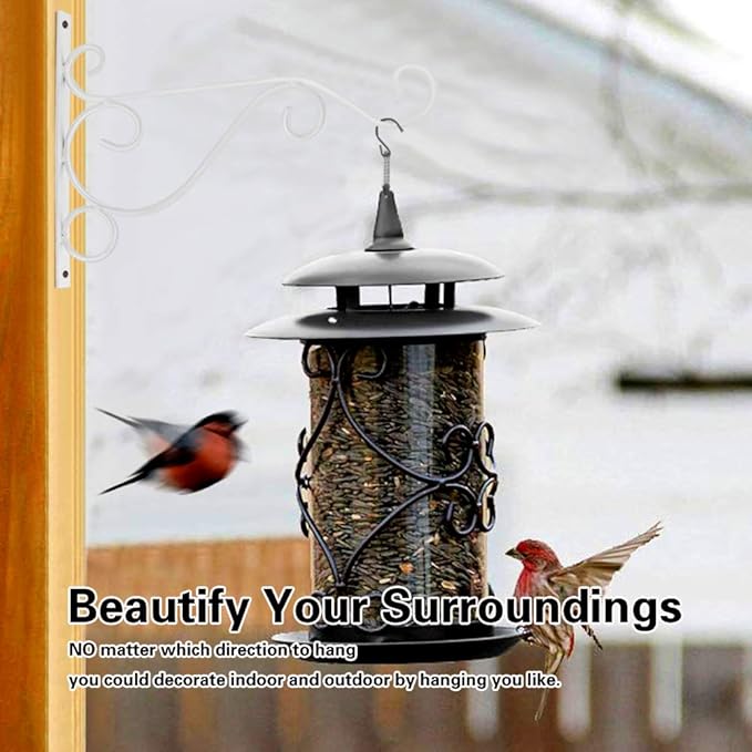 KABB Hanging Plant Bracket, 2 Pcs 10 Inch Iron Decorative Wall Planter Hanger Hooks for Hanging Plants Flower Baskets Wind Chimes Bird Feeders, Indoor Outdoor Rustic Home Decor, White