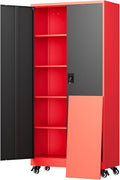 Yizosh Metal Garage Storage Cabinet with Locking Doors and Adjustable Shelves,- 75" Rolling Steel Tool Cabinet for Home Office,Garage,Warehouse