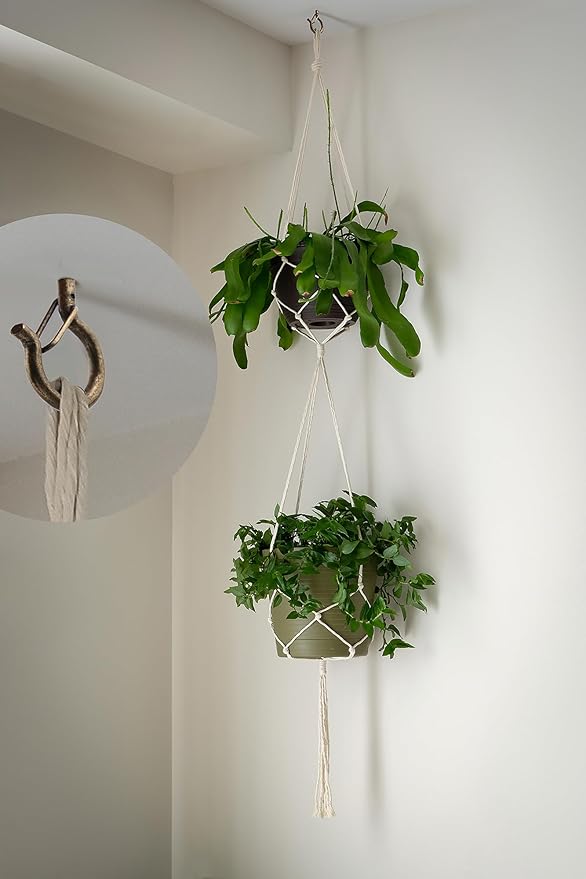 PlusRoc 20Pack Ceiling Hooks for Hanging Plants Outdoor String Lights Heavy Duty, 2.2 Inch Eye Hook Screw in Cup Hooks Q-Hanger for Patio Lights, Wall Wood Fence Deck Mount(Bronze)